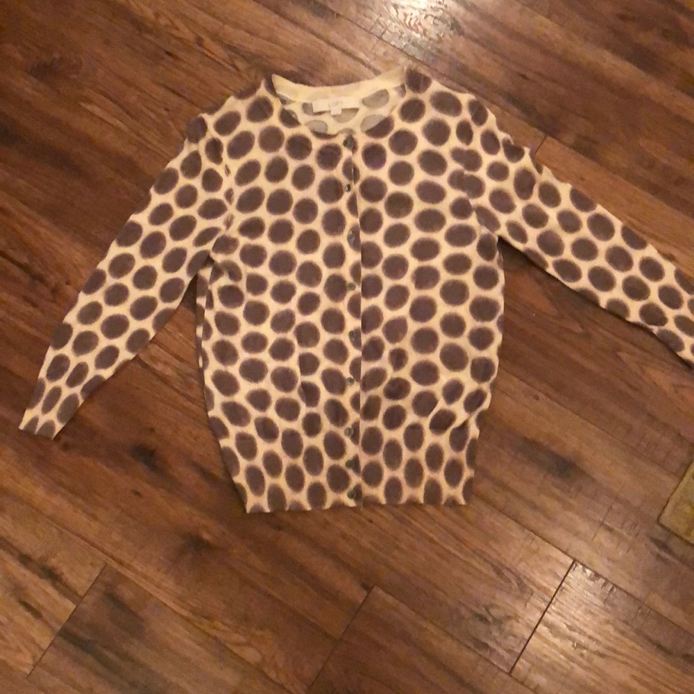 Loft cream dots cardigan sweater